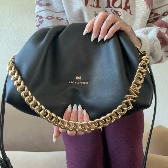 Michael Kors Logo Metal Ruched Clutch - Picture 13 of 15